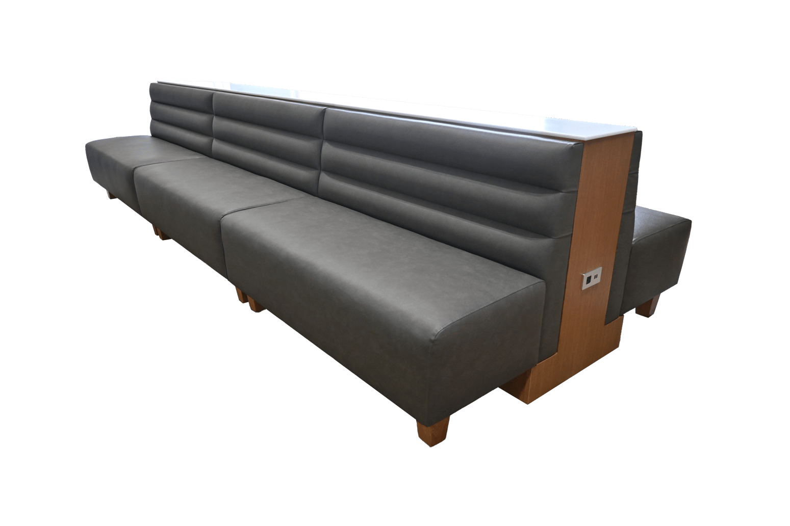 Gray-double-banquette-with-vertical-channels-power-outlets