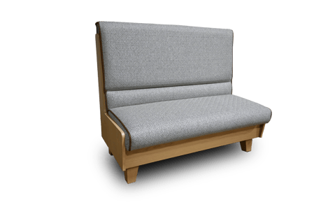 Single Booth-wood frame-wood legs- fully upholstered fabric-leather welts