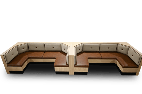 U-Shape Banquette-button tufted back, wood frame- leather seats