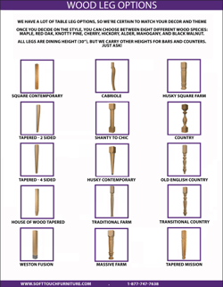 Wood Table Leg Options