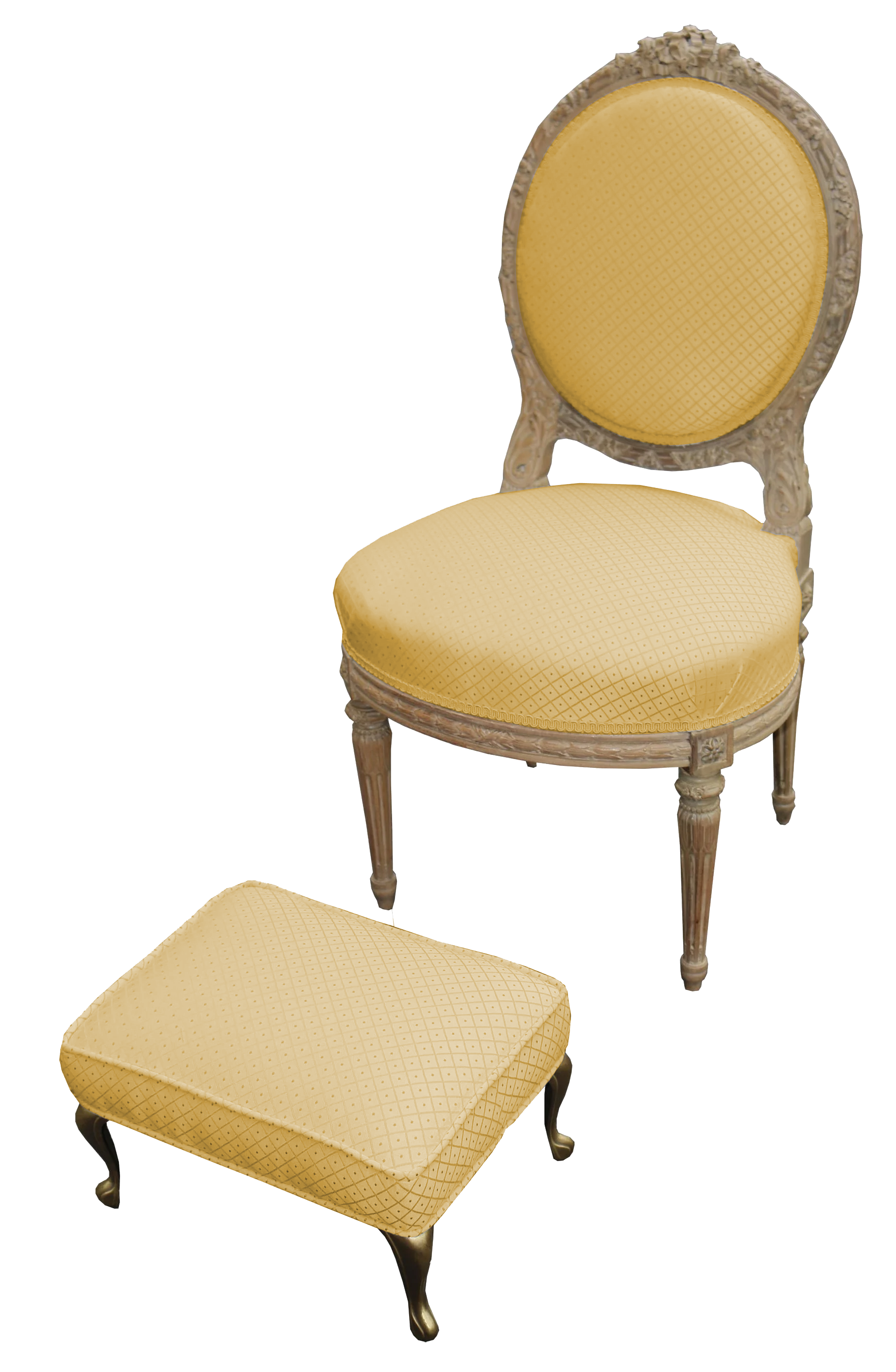yellow-Victorian-round-chair-with-foot-rest