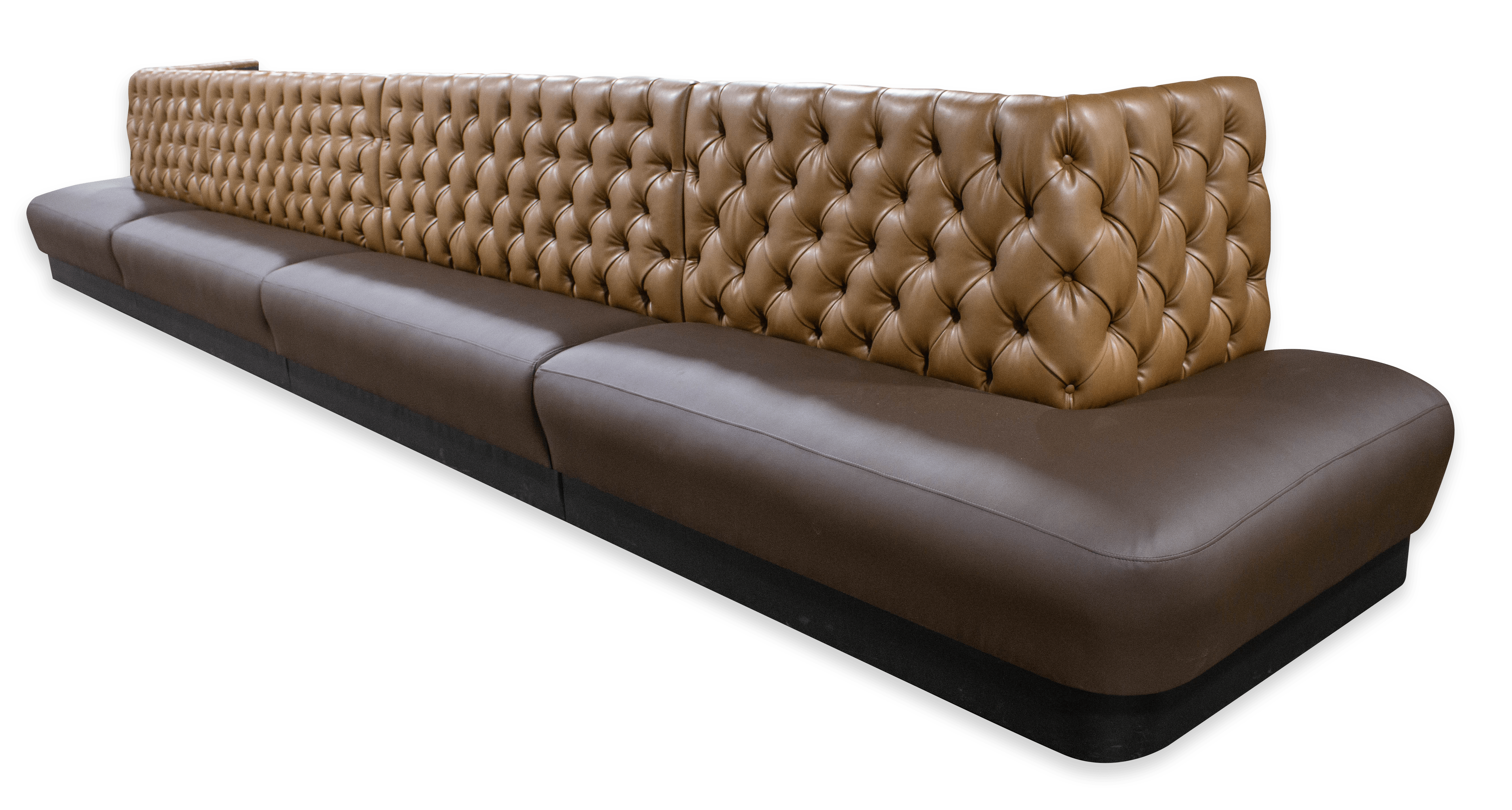 long-brown-leather-tufted-custom-made-commercial-booth