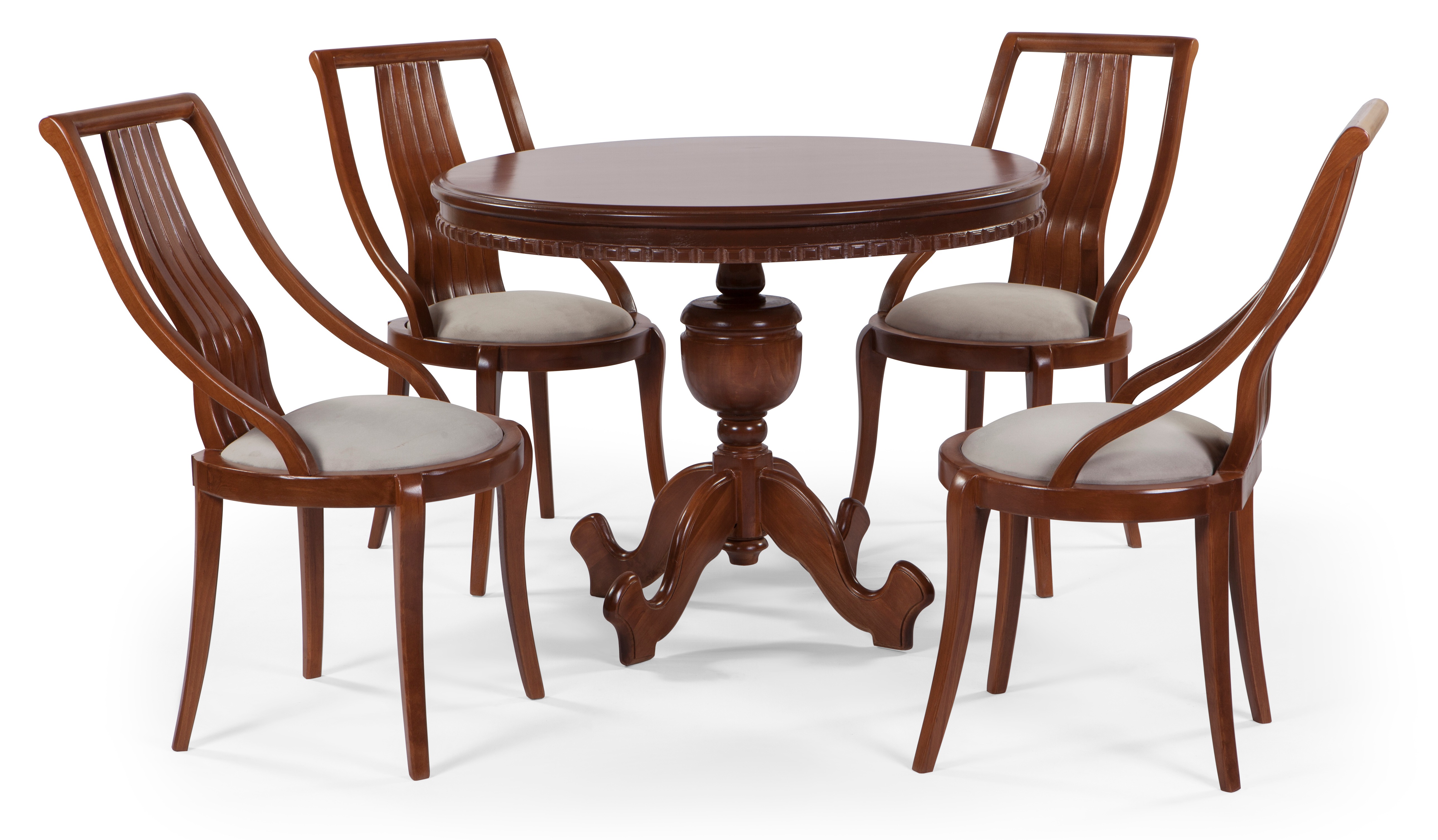 Refinished-Wood-Round-Table-and-Chairs